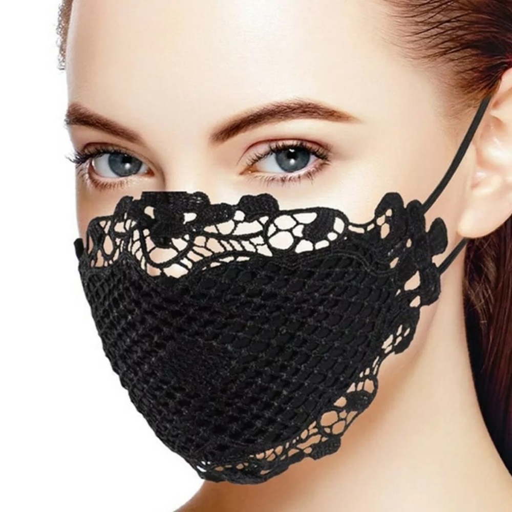 ❤️BREATHABLE❗️Washable, Black Lace Face Ma…